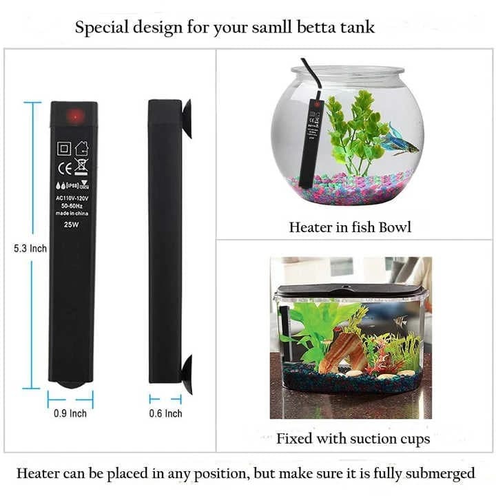 Black protected fish tank heating rod